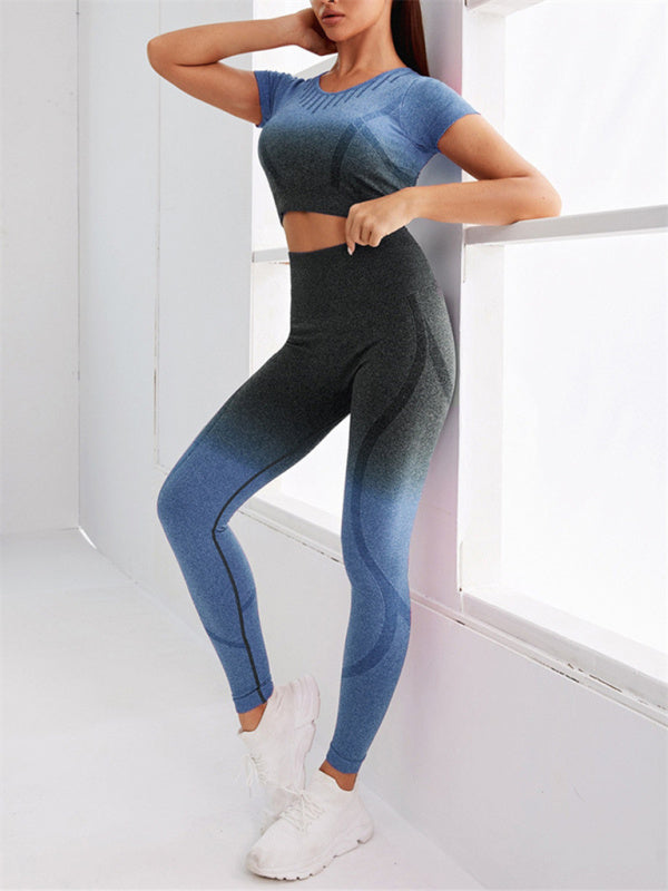 Women's Seamless Gradient Two Piece Activewear Set Including Crop Top –  Lotus Corner