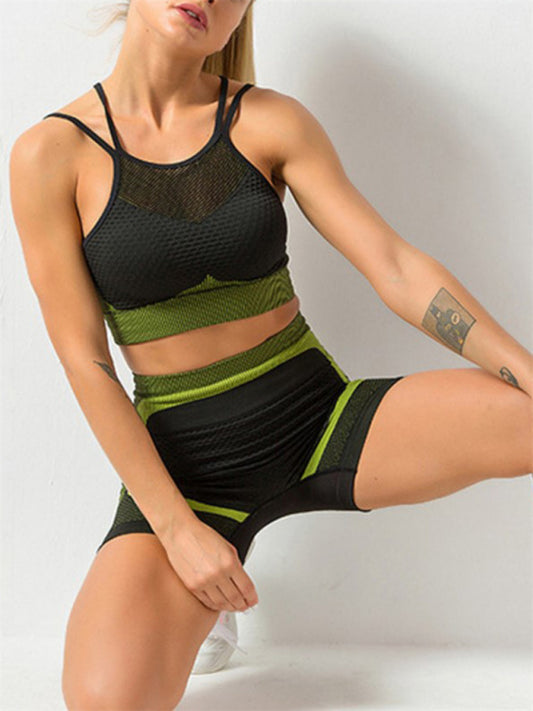 Women's Quick Drying Seamless Gym Set Including Crop Top And Shorts
