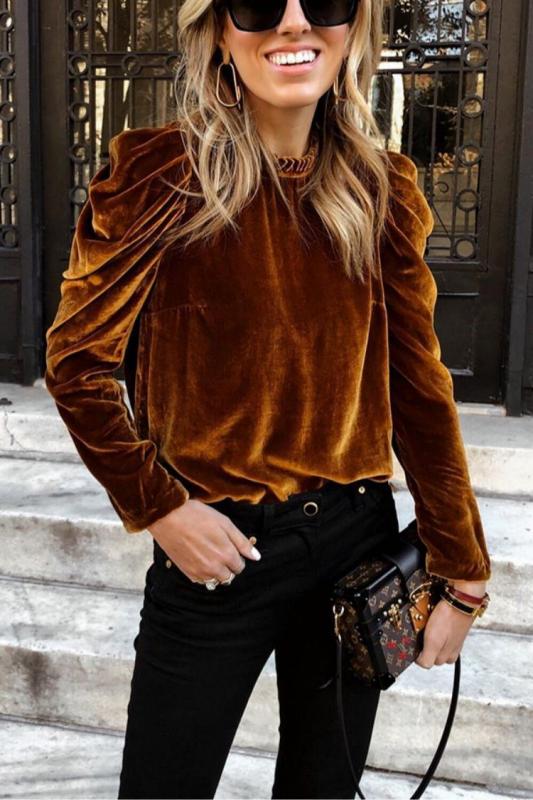 Women's Velvet Puff Long Sleeve Top