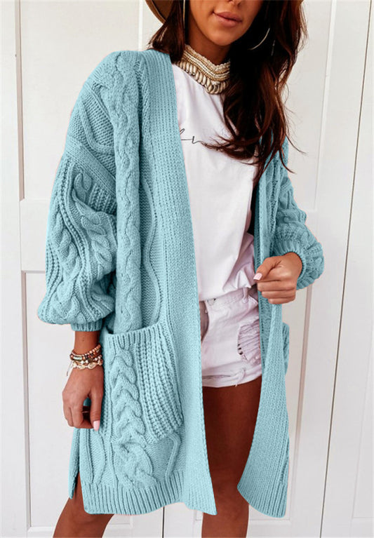 Women's Chunky Cable Knit Cardigan With Pockets